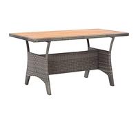 Qnhdfrt Table de jardin grise 120 x 70 x 66 cm en bois massif d'acacia et rotin polyéthylène résistant aux intempéries, avec structure en acier revêtu par pulvérisation, table à manger moderne pour
