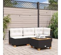 Qnhdfrt Table de jardin noire 55 x 55 x 36 cm en rotin PE et bois d'acacia - Table d'appoint d'extérieur pour jardin, terrasse, balcon