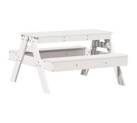 Qnhdfrt Table de pique-nique pour enfant - Blanc - 88 x 97 x 52 cm - En pin massif - Robuste - Avec lattes - Pour balcon, jardin, terrasse, extérieur - À partir de 2 ans