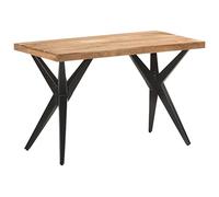 Qnhdfrt Table de Salle à Manger 120x60x76 cm en Bois d'Acacia Massif, Table de Cuisine Rectangulaire Style Industriel avec Pieds en Acier pour Repas en Famille et Salon