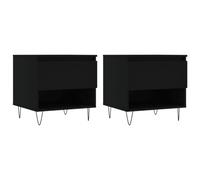 Qnhdfrt Tables Basses Lot de 2 Noir 50x46x50 cm Table d'Appoint en Bois d'Ingénierie avec Tiroir et Compartiment de Rangement Meuble Design Moderne pour Salon et Chambre