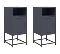 Qnhdfrt Tables de Chevet Style Industriel - Lot de 2 Tables d'Appoint en Acier Anthracite, Meuble de Rangement pour Chambre, Salon et Bureau, 36 x 39 x 78 cm