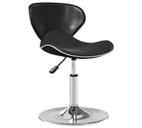Qnhdfrt Tabouret de Bar Noir en Similicuir - Chaise de Comptoir Design avec Pied en Acier Chromé - Tabouret Pivotant et Réglable en Hauteur pour Cuisine, Salon et Café