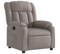 Qnhdfrt Taupe Fabric Manual Recliner Chair with Side Pocket & Footrest