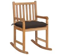 Qnhdfrt Teak Wood Outdoor Rocking Chair with Taupe Cushion