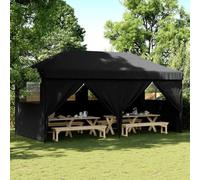 Qnhdfrt Tente de réception, pliable, pop-up, avec 4 panneaux latéraux, noir, 580 x 292 x 315 cm, tonnelle de jardin, auvent de barbecue, étanche, pour événements en extérieur, mariages, festivals