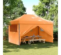 Qnhdfrt Tente de réception, pliable, pop-up, avec 4 panneaux latéraux, orange, 410 x 279 x 315 cm, tissu Oxford imperméable, pour jardin, barbecue, festivals et camping, structure en acier robuste