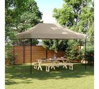 Qnhdfrt Tente de réception pliable pop-up taupe, 410 x 279 x 315 cm, tonnelle de jardin, avec tissu Oxford imperméable, pour événements en plein air, barbecues et camping