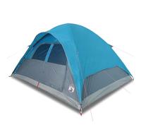 Qnhdfrt Tente familiale dôme pour 6 personnes - Tente de camping en polyester enduit de polyuréthane - 334 x 273 x 190 cm - Tente d'extérieur spacieuse avec auvent et passe-câble pour camping - Bleu