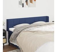 Qnhdfrt Tête de lit avec oreilles - 183 x 78/88 cm - Bleu - Tissu et bois de mélèze - Hauteur réglable - Dossier avec mousse respirante - Pour chambre à coucher