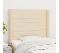 Qnhdfrt Tête de lit avec oreilles - Crème - 93 x 16 x 118/128 cm - Hauteur réglable - En bois de mélèze et polyester - Coussin douillet léger - Design pour chambre à coucher