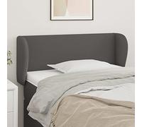 Qnhdfrt Tête de lit avec oreilles - Gris - 103 x 23 x 78/88 cm - En cuir synthétique - Hauteur réglable - Pieds en bois robuste - Design moderne - Dossier confortable pour chambre à coucher