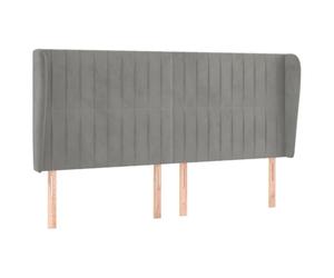 Qnhdfrt Tête de lit avec oreilles, gris clair, 163 x 23 x 118/128 cm, en velours, réglable en hauteur, structure en bois robuste pour des nuits de lecture et de télévision confortables dans la chambre