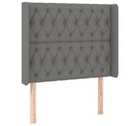 Qnhdfrt Tête de lit avec oreilles - Gris foncé - 103 x 16 x 118/128 cm - Hauteur réglable - En polyester - Pieds en bois - Lit à baldaquin