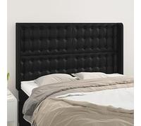 Qnhdfrt Tête de lit avec oreilles - Noir - 147 x 16 x 118/128 cm - En cuir synthétique - Moderne - Réglable en hauteur - Structure en bois robuste - Pour chambre à coucher, appartement