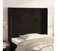Qnhdfrt Tête de lit avec oreilles - Noir - 83 x 118 cm - Réglable en hauteur - En velours - Design moderne - Bois de mélèze robuste - Dossier confortable pour chambre à coucher