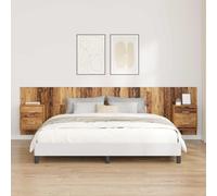 Qnhdfrt Tête de lit avec tables de chevet intégrées en bois recyclé - 297 x 32,5 x 80 cm - Design mural moderne - Grand espace de rangement pour chambre à coucher et chambre d'amis