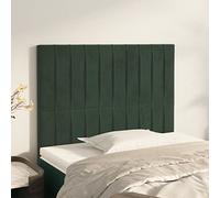 Qnhdfrt Tête de lit en velours - Vert foncé - 100 x 5 x 78/88 cm - Réglable en hauteur - Avec pieds en bois - Rembourrée murale de luxe - Dossier pour chambre à coucher