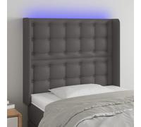 Qnhdfrt Tête de lit LED - 103 x 16 x 118/128 cm - Gris - En cuir synthétique - Hauteur réglable - Changement de couleur - Éclairage de tête de lit - Dossier moderne - Coussin mural pour chambre à