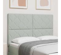 Qnhdfrt Tête de lit LED 144 cm en velours gris clair avec design bloc de diamant, port USB intégré, 5 V, montage mural, Plug & Play, pour chambre à coucher