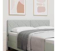 Qnhdfrt Tête de lit LED 144 cm en velours gris clair - Design bloc de diamant - Montage mural avec tête de lit USB-C - Pour lit - Coussin mural moderne pour chambre à coucher