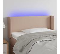 Qnhdfrt Tête de lit LED 93 x 16 x 78/88 cm - En cuir synthétique cappuccino - Hauteur réglable - Changement de couleur - Éclairage en mousse - Design moderne pour chambre à coucher et chambre d'amis