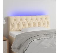 Qnhdfrt Tête de lit LED crème 100 x 7 x 78/88 cm - Cadre en bois massif avec tissu respirant - Hauteur réglable - Dossier pour lit - Design moderne de chambre pour lire et regarder la télévision