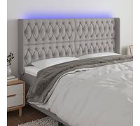 Qnhdfrt Tête de lit LED - Gris clair - 203 x 16 x 118/128 cm - Tissu moderne - Coussin mural pour lit avec changement de couleur - Bande LED réglable en hauteur - Dossier confortable pour chambre à