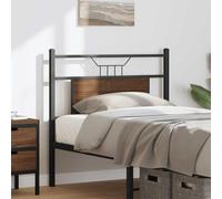 Qnhdfrt Tête de lit marron aspect chêne 80,5 x 91,5 cm en bois et acier - Design industriel - Maintien stable pour cadre de lit de 75 cm - Tête de lit moderne pour chambre à coucher