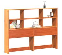 Qnhdfrt Tête de lit pour lit de 140 cm en pin massif avec 6 compartiments de rangement marron cire 146 x 23 x 110 cm Lit autoportant arrière Headboard Design moderne pour chambre à coucher