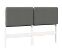 Qnhdfrt Tête de lit rembourrée - Blanc - Gris clair - 150 cm - En pin massif - Moderne - 155,5 x 12 x 84,5 cm - Pour chambre à coucher, appartement