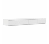 Qnhdfrt Tiroirs de Bed End Blanc 120x36.5x16.5cm, Tiroir de Lit Bas en Bois d'Ingénierie avec 4 Compartiments, Banc Bout de Lit Design Minimaliste et Marchepied Multifonctionnel
