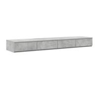 Qnhdfrt Tiroirs de Bed-End en Bois d'Ingénierie Gris Béton, Tiroirs de Lit avec 4 Compartiments de Rangement, Marchepied et Siège Bas Moderne pour Chambre à Coucher, 140 x 36,5 x 16,5 cm