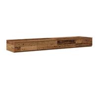 Qnhdfrt Tiroirs de lit 135 x 36,5 x 16,5 cm, commode sous le lit avec 4 tiroirs push-to-open, coffre de lit multifonction comme banc ou marchepied, matériau en bois aspect bois vieilli