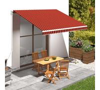 Qnhdfrt Toile de store rayée orange marron pour cadre de store - 4 x 3 m - Toile de protection solaire résistante aux UV avec revêtement en polyuréthane pour terrasse, balcon, jardin