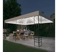 Qnhdfrt Tonnelle avec guirlande lumineuse LED, 4 x 3 x 2,7 m, blanche, tente de jardin, en acier revêtu par pulvérisation, avec toit imperméable, pour fêtes en plein air, mariages et camping