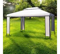 Qnhdfrt Tonnelle de jardin, 3 x 4 m, blanc, noir, 400 x 300 x 265 cm, cadre en acier, toit en polyester, protection UV, pour barbecue, jardin, fête et camping