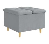 Qnhdfrt Tufted Fabric Storage Ottoman, Square Light Gray