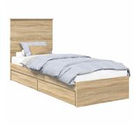 Qnhdfrt Twin Bed Frame with Drawers and Headboard, Sonoma Oak Wood