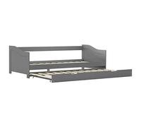Qnhdfrt Twin Pine Wood Daybed Frame with Pull-Out Trundle, Grey