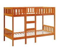 Qnhdfrt Twin Solid Pine Wood Bunk Bed with Ladder, Brown