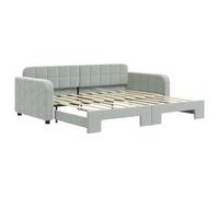 Qnhdfrt Twin Velvet Daybed with Pull-Out Trundle, Light Grey