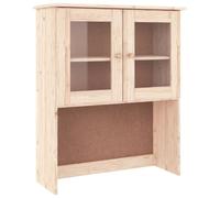 Qnhdfrt Unfinished Solid Pine Dresser Top Hutch with 2 Glass Doors