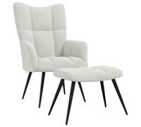 Qnhdfrt Upholstered Cream Velvet Lounge Chair with Ottoman