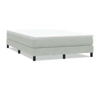 Qnhdfrt Velvet Bed Frame with Slatted Base, 140x220cm, Light Gray | Modern double platform design fits adult bedrooms; mattress is not included.