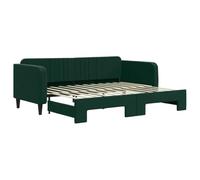 Qnhdfrt Velvet Daybed with Pull-Out Trundle, Dark Green, 90x200 cm