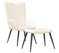 Qnhdfrt Velvet Lounge Chair with Ottoman, Cream White