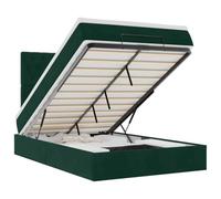 Qnhdfrt Velvet Ottoman Storage Bed with Mattress, 120x200 cm, Green