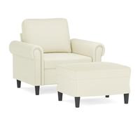 Qnhdfrt Velvet Reclining Accent Chair with Ottoman, Cream