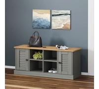 Qnhdfrt VIGO Banc à chaussures en pin massif avec 4 compartiments et 2 compartiments d'armoire Gris 106 x 35 x 45 cm Banc pratique pour couloir, entrée et chambre à coucher